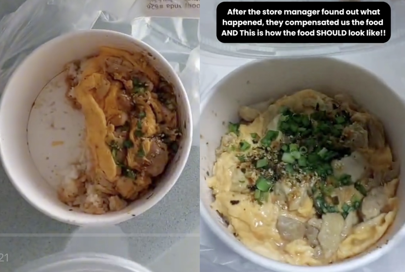 Apology, refund, new order, & voucher issued after foodpanda sent unsealed food container that was only half full